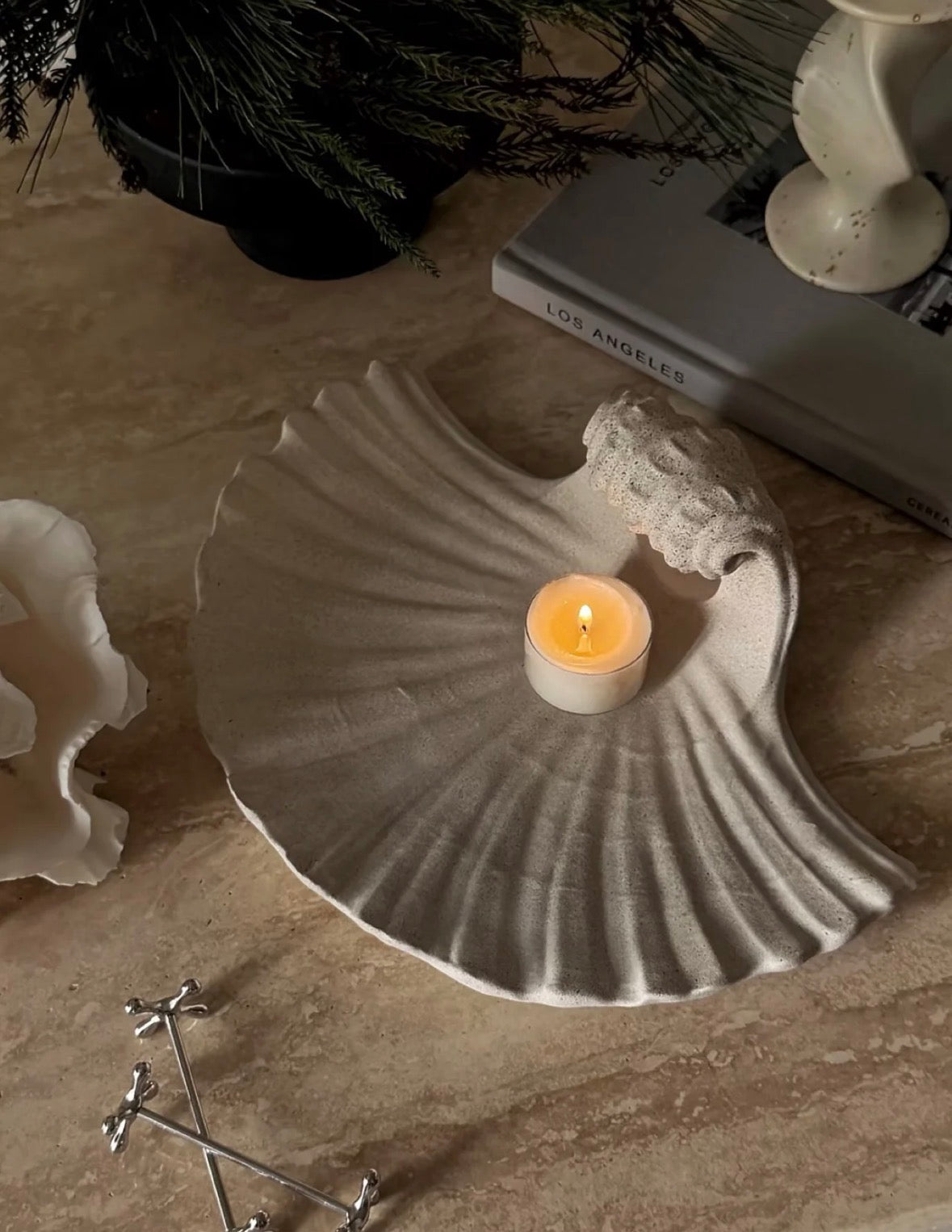Sculptural Sandstone Candle Holder